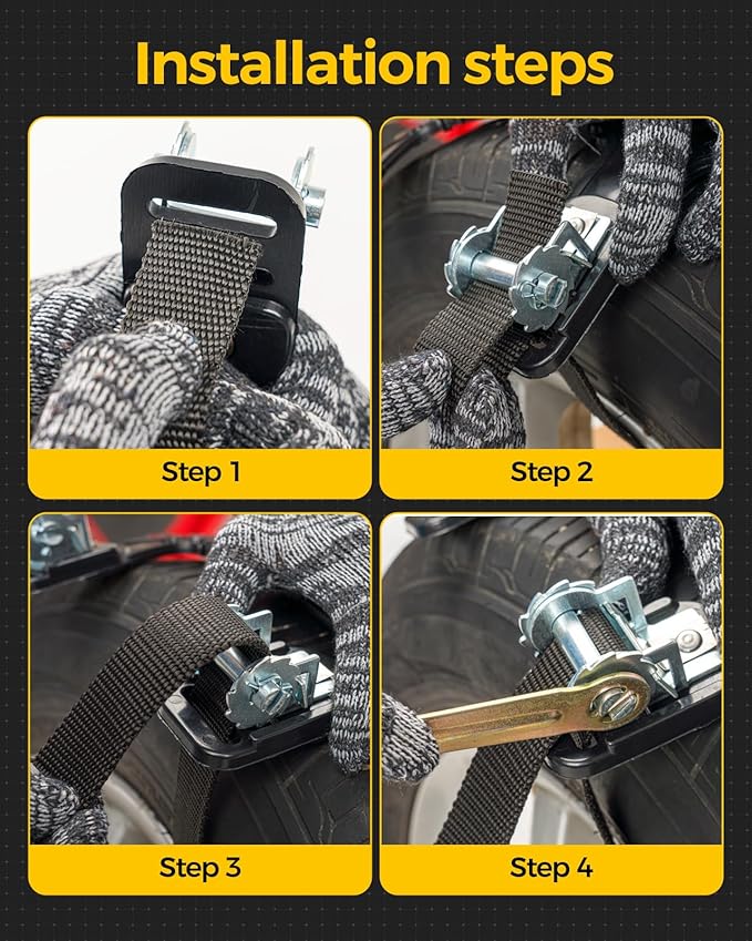 KYX Tire Chains for Car/SUV/Pickup Truks, Adjustable Universal Emergency Snow Chains for Tire, 8.7-11.1 inch, Caoutchouc, Big