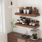 30 Inch Floating Shelves | 12 Inch Deep Walnut Floating Shelves Set of 2 | 30" W x 12" D Rustic Wood Shelves for Wall | Deep 