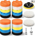 GOH DODD 4 Inch 24 Pieces Buffing Polishing Pads, Car Foam Drill Polishing Pad Kit Sponge Pads Buffer Polisher Kit Headlight 