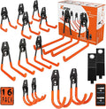 KOFANI Heavy Duty Steel Hooks, 16 Pack with Anti-Slip Coating - Utility Wall Mount Garage Storage for Hanging Bike, Ladder an