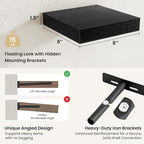 Fun Memories Floating Shelves for Wall, Rustic Wood Wall Mounted Shelves for Bathroom, Bedroom, Living Room & Kitchen, Storag