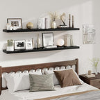 Fun Memories 12 Inch Deep Floating Shelves, 67 Inch Long Extra Large Floating Shelves Set of 2, Rustic Wood Wall Shelves for 