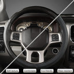 West Llama Customized Auto Car Steering Wheel Cover for Dodge RAM 1500 2500 3500, 15.5-16 inch(Black Line-Large Size)