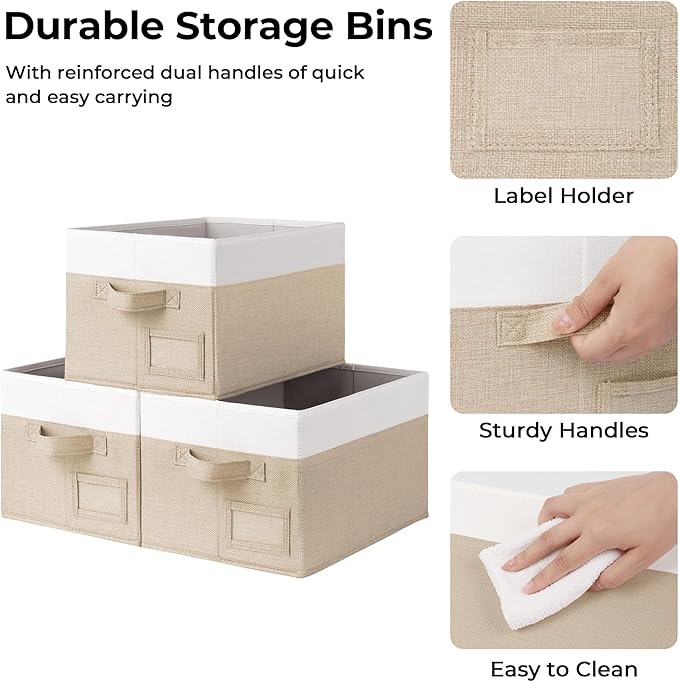 GRANNY SAYS Decorative Storage Baskets, Fabric Storage Bins for Clothes, Closet Storage Boxes with Handles, Collapsible Stora