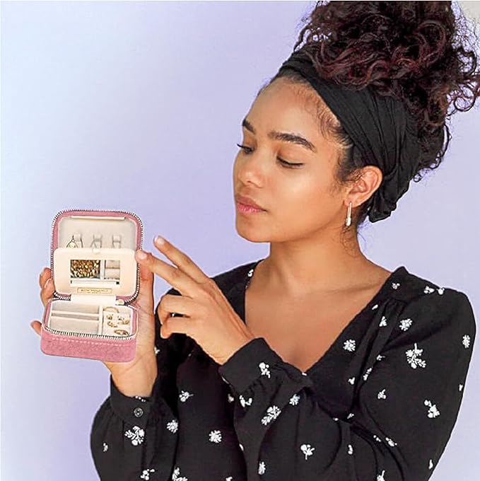 Benevolence LA Plush Velvet Jewelry Box | Travel Jewelry Case Organizer with Mirror | Featured in Oprah's Favorite Things | B