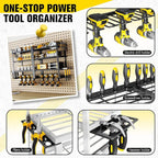 Hipidian Power Tool Organizer Wall Mount - Storage Rack with 4 Drill Holders for Drills Cordless Tools. Heavy Duty Iron Garag
