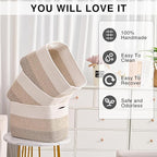 ICERZCZ Storage Baskets for Organizing Shelves, Woven Cotton Rope Bins for Baby Nursery Organization, Book Toy Towel Organize