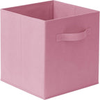 Casafield Set of 6 Collapsible Fabric Cube Storage Bins, Light Pink - 11" Foldable Cloth Baskets for Shelves, Cubby Organizer