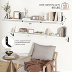 Axeman 55 Inch Floating Shelves | 8 Inch Deep White Wall Shelves Set of 2 | 55" W x 8" D Rustic White Wood Shelves for Bathro
