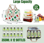 VENO 2 Pack Christmas Insulated Lunch Bag for Women Men, Reusable Lunch Box Grocery Shopping Bag Small Cooler with Handles Zippers for Work Office Picnic Beach (Jingle Mix)