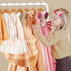 Kids Clothing Rack - Dress Up Clothes Rack - Baby Toddler Closet - Mini Freestanding Coat Racks with 2 Fabric Shelves - Small