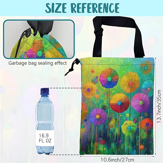 Car Garbage Bag Abstract Colorful Flowers Hanging Canvas Car Trash Bag Drawstring Car Back Seat Organizer for Car Back Front Seat Console with Adjustable Buckle