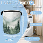 Misty Forest Large Storage Basket Collapsible Laundry Basket Oxford Storage Bin for Toy Bins Gift Baskets Bedroom Clothes Chi