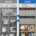 Temary 13 x 13 Storage Cubes Foldable Storage Cubes 4 Pack Canvas Storage Bin for Home, Square Storage Baskets with Leather H