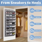 TAHAVICE 30 Pairs Over The Door Shoe Organizer, 10-Tier Hanging Shoe Rack with Deep Pocket for Closet, Extra Large Shoe Stora