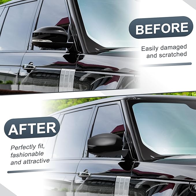 X AUTOHAUX Car Rear View Right Passenger Side Mirror Cover Cap Replacement Gloss Black for Range Rover 2013-2019, for Range Rover Sport 2014-2019, for Land Rover LR4 2014-2016