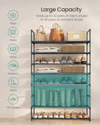 SONGMICS Shoe Rack, 8-Tier Shoe Organizer, Metal Storage Shelf, Upright or Upside Down, for 32-40 Pairs, Stackable, for Entry