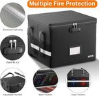 ENGPOW 5200°F Fireproof Document Box with Lock, Heat Insulated Collapsible File Storage Organizer with Handle, Portable Home 