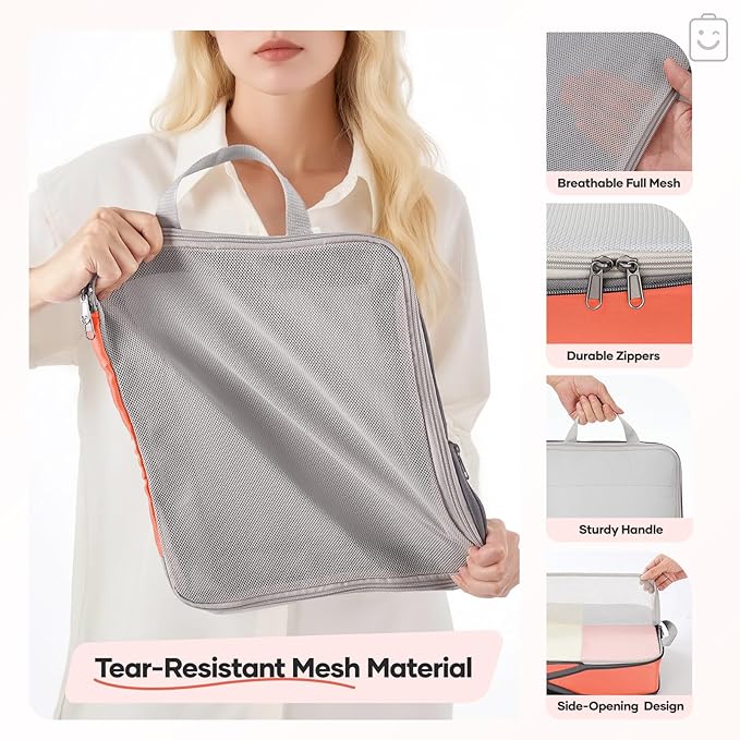 Veken 9/11 Set Compression Packing Cubes for Travel Essentials,Compressible Expandable Large Luggage Suitcase Organizer Bags 