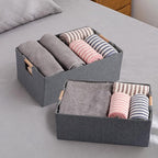 Fabric Storage Bin Box Foldable Collapsible Storage Basket with Wooden Handles Rectangular Cube Decorative Home Nursery Organ