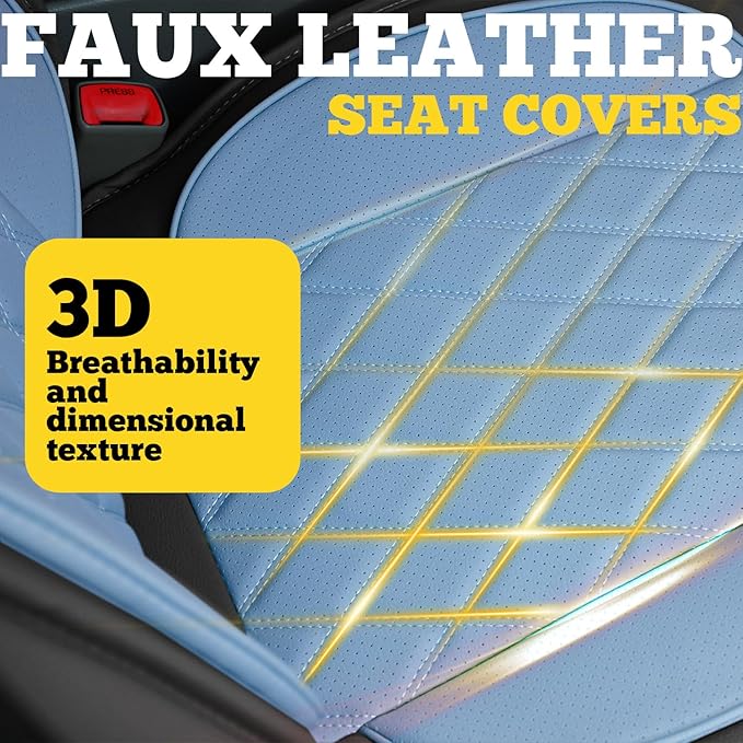 LINGVIDO Car Seat Covers Full Set (5 Seats) - Premium Perforated Nappa Leather, Waterproof Shield, Omni-Adapt Fit SUVs Sedans