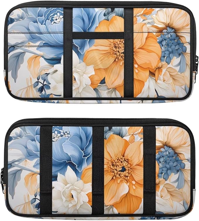 Floral Zippered Car Accessories Sun Visor Organizer with Adjustable Straps and Multi-Pocket Car Sun Visor Storage Bag with Picture Holder Easy Installation Universal Fit for Most Cars SUV