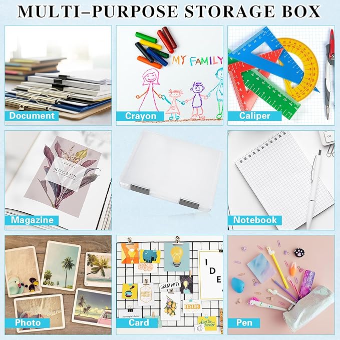 PerKoop 6 Pcs Clear Paper Storage Box A4 Plastic File Box Document Paper Organizer Storage Board Game Project Cases Container