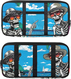 Attractions Sun Visor Organizer for Trucks,Vacation Skull Card Sleeve Pocket with Multi-Pocket Zipper, Auto Interior Accessories Pocket Organizer