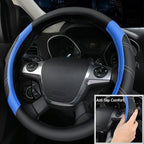 CAR PASS Leather Steering Wheel Cover and Waterproof Car Floor Mats,Microfiber Universal Car Combo Fit for 95% Sedan,SUV,Cars