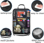 Aokdom 2PCS Car Seat Back Organizer,Extra Large Capacity Car Seat Organizer with 6 Mesh Pocket,2 Cup Holder & 4 Storage Bag,Road Trip Essentials for Kids & Adults