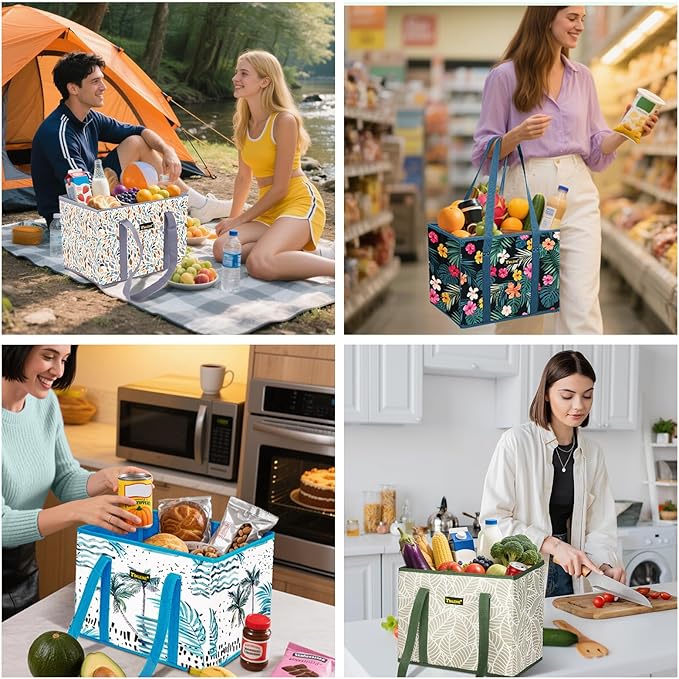 BALEINE 1Pk Reusable Grocery Bags, Foldable Shopping Bags for Groceries with Reinforced Bottom & Handles (Patriot Celebration)