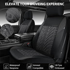 CAR PASS Neoprene Waterproof Seat Covers Full Sets, Wetsuit Car Seat Covers 5 Seats Universal Fit Vans, Truck, SUV, 3D Tyre E