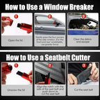 4 Pack 2-in-1 Window Breaker Seatbelt Cutter Upgraded car window breaker tool Under Water, seat belt cutter and glass breaker