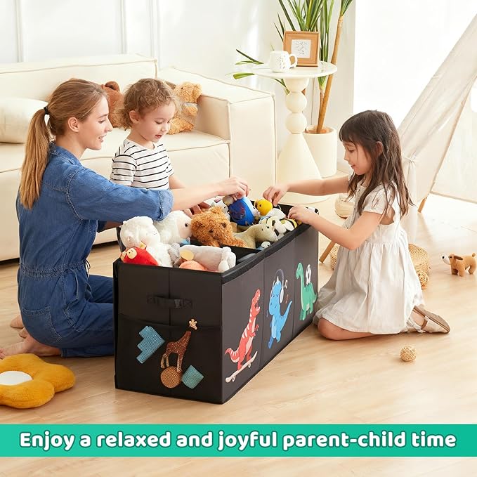 Extra Large Toy Box,150L Sturdy Dinosaur Collapsible Storage with Lid,40"x14"x16" Kids Storage Organizer,Chest Bin Baskets fo