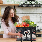 Reusable Grocery Bags Heavy Duty Shopping Bags Foldable Large Tote Bags with Long Handles & Hard Bottom