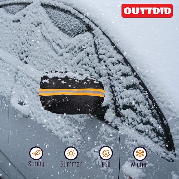Side Mirror Covers and Windshield Wiper Covers for Trucks Cars SUVs Vans, 1 Pack Auto Rearview Protection Cover & Windshield Wiper Covers Protect from Ice Snow Frost Dew Rain Bird Poop Side Covers