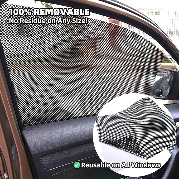 Car Side Window Sunshade Film - Removable Tint for Car Windows | Static Cling & Reusable |Superior UV & Heat Protection | 28" L*20.5" W | | Installation Kit Included (28" L*20.5" W (4 PCS))