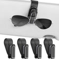Veharvim Sunglass Holder for Car (2 Pack, One-Handed Operation, Gentle & Secure Hold, Silicone Padded, Universal Fits Sunglass and Car Visor) - Sunglasses Clip for Car Visor (Black & Silver, 4 Pack)