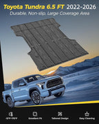 3W Truck Bed Mat for Toyota Tundra 2022-2026, Heavy Duty Tundra Accessories TPE Truck Bed Liner, All Weather Pickup Truck Bed Protection(Fit 6.5FT/6.5'Bed Mat)