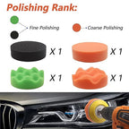 VIBRATITE Car Headlight Restoration Kit, 3 Inch Car Polishing Sanding Kit with 1/4 Inch Shank Backing Pad, Drill Buffing Sponge Pads, Soft Interface Pad, Headlight Lens Cleaner and Restorer, 37PCS