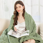 Admitrack Chunky Knit Blanket Throw, 100% Hand Knit Chenille Throw Blanket for Sofa & Home Decor, Soft and Cozy Knitted Throw