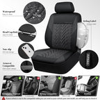 CAR PASS Neoprene Waterproof Seat Covers Full Sets, Wetsuit Car Seat Covers 5 Seats Universal Fit Vans, Truck, SUV, 3D Tyre E
