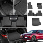 Floor Mats for Alfa Romeo Stelvio & Stelvio Quadrifoglio 2018-2025, Floor Mats for Stelvio Base Ti Veloce, 2 Row Floor Mats & Cargo Mat(with Subwoofer), TPE Anti-Slip Stelvio Mats Accessories