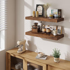 Fun Memories 12 Inch Deep Floating Shelves for Wall, 30 Inch Long Floating Shelf, 30 x 12 Shelf for Wall, Rustic Wood Bookshe
