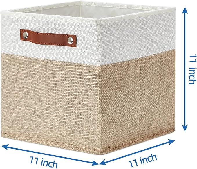 Temary Fabric Storage Cubes Bins, 11 inch Cube Storage Baskets, Foldable Cube Bins Set with Handles, Decorative Storage Boxes