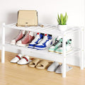 Smiry Shoe Rack, 2 Tier Bamboo Shoe Organizer, Stackable Free Standing Wooden Shoe Storage Shelf for Closet, Entryway, Front 