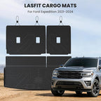 LASFIT Cargo Mat for Ford Expedition 8 Seats Standard 2021-2024(Not Fit 7 Seats Max) Backrest Liner, Custom Fit All Weather Protector Split Design Easy Installation Trunk with Seatback Mat,4 pcs Black
