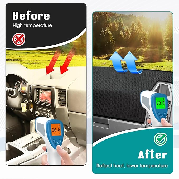 FIILINES Dash Cover for 2004-2012 Nissan Titan (Without Cutout for Navi/Sensor), Dashboard Mat Accessories Dash Cover Sunshad