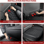 2-Pack Leather Front Car Seat Covers - Bottom Car Seat Covers Fully Wrapped, Non-Slip and Waterproof, Fits Most Vehicles Blac