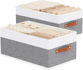 Storage Baskets,Foldable Drawer Organizers with Handles, Storage Bins for Wardrobe Bedroom Laundry, 18.5 × 11 × 7.9 Inch, Whi